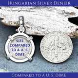 Medieval Hungary 1140 AD Cross of Faith & Perseverance Sterling Silver Pendant Size Compared to a U.S. Dime