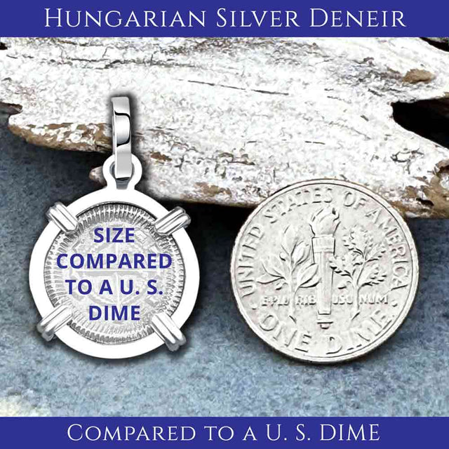 Medieval Hungary 1140 AD Cross of Faith & Perseverance Sterling Silver Pendant Size Compared to a U.S. Dime