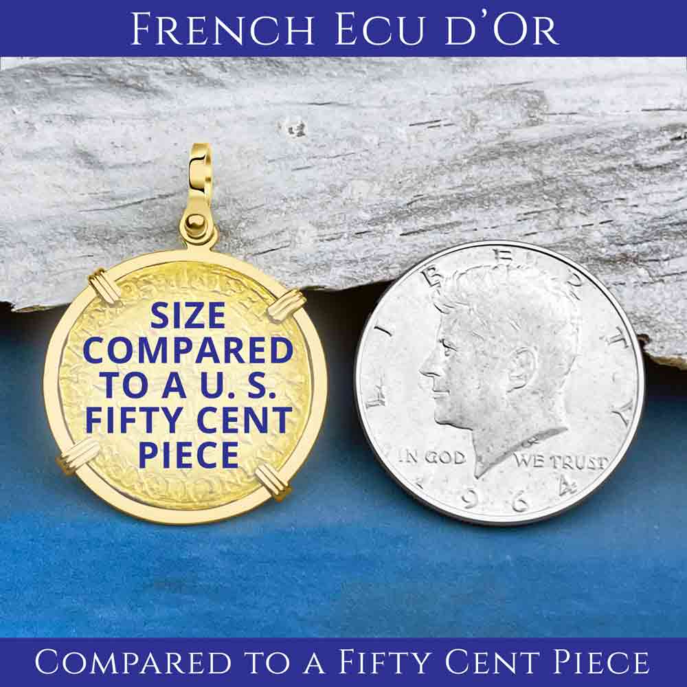 Medieval France Royal 22K Gold Ecu d&#39;or Cross Coin Louis XII circa 1498 18K Gold Pendant | Artifact #8043