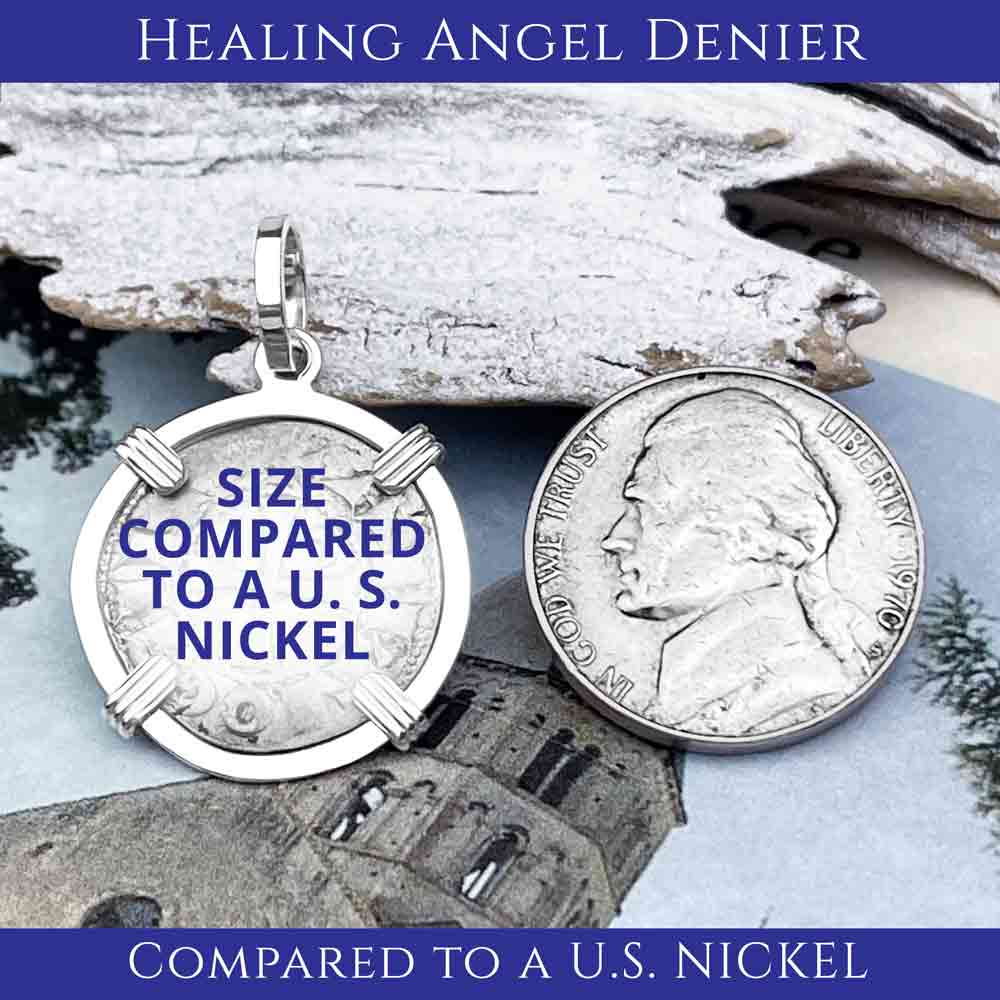 Templar Knights Era French Healing Angel Silver Denier Sterling Silver Pendant | Artifact #6793