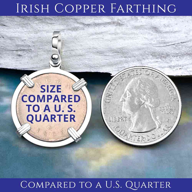 1806 Celtic Harp Irish Copper Farthing Dublin Hoard Sterling Silver Pendant | Artifact #8002