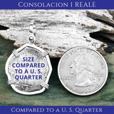 Consolacion 1 reale size compared to a US quarter