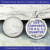 Venetian Jesus Christ Glory, Devotion & Courage Silver Zero-Die Axis 1390 Grosso Coin 14K Gold and Sterling Silver Pendant | Artifact #5825