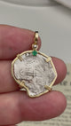 VIDEO Heart Shaped Mel Fisher's Atocha Rare 2 Reale Shipwreck Coin 14K Gold Pendant with Emerald