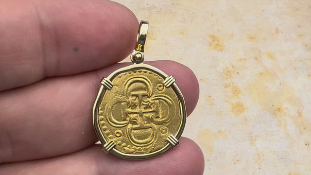 Pirate Era Circa 1580 22K Gold 2 Escudo - the Legendary Doubloon - 18K Gold Pendant | Artifact #5803