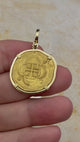 EXTREMELY RARE Kempen Hoard circa 1575 22K Gold Four Escudo - the Legendary Doubloon - 18K Gold Pendant | Artifact #4693