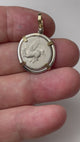 Ancient Greek Pegasus and Athena Silver Stater circa 350 – 240 BC 14K Gold & Sterling Silver Pendant | Artifact #9480