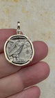 Ancient Greek Athena and the Owl Silver Tetradrachm circa 450 BC 14K Gold Pendant | Artifact #4926