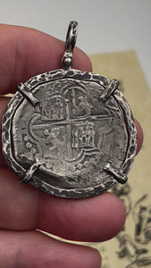 video Mel Fisher's Atocha 8 Reale Shipwreck Coin TORTUGA COLLECTION Sterling Silver Pendant