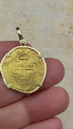 video Rare Pirate Era Toledo Mint Circa 1565 22K Gold Two Escudo - the Legendary Doubloon - 18K Gold Pendant