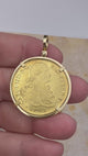video 1792 Spanish 22K Gold 8 Escudo Portrait Coin - the Legendary Doubloon - 18K Gold Pendant