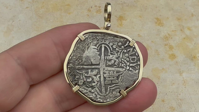 Mel Fisher's Atocha 8 Reale Shipwreck Coin 14K Gold Pendant | Artifact #4742