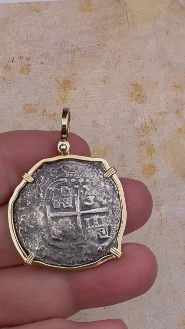RARE Triple Dated 1672 Consolacion Shipwreck Pirate Era 8 Reale Cob Piece of 8 14K Gold Pendant | Artifact #4161