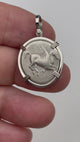 Ancient Greek Pegasus and Athena Silver Stater circa 350 – 240 BC 14K White Gold Pendant | Artifact #9700