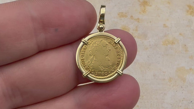 1780 Spanish Gold Portrait One Escudo - the Legendary Pirate Era Doubloon - 18K Gold Pendant | Artifact #5741