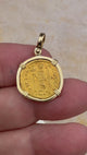 video Roman Byzantine Empire VICTORY Angel 24K Gold Solidus Coin circa 476 AD 18K Gold Pendant
