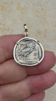 Ancient Greek Athena and the Owl Silver Tetradrachm circa 450 BC 14K Gold and Sterling Silver Pendant | Artifact #4918