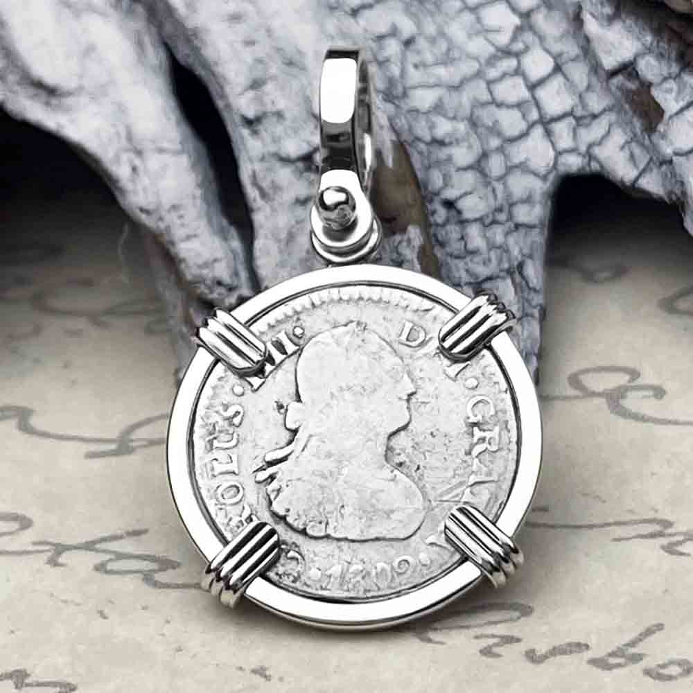 Silver 1/2 Reale Spanish Portrait Dollar Dated 1802 - the Legendary &quot;Piece of Eight&quot; Necklace