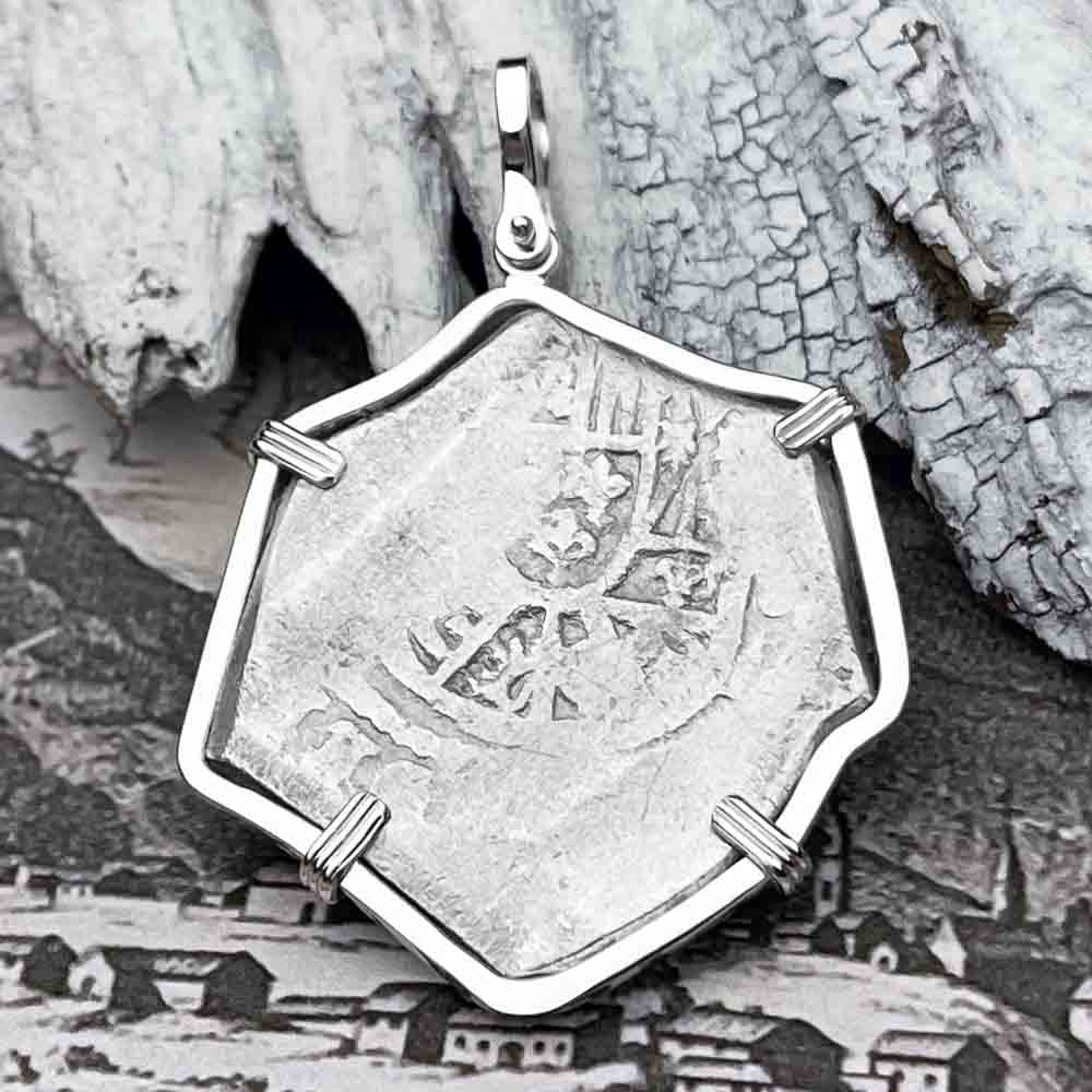 Circa 1717 Spanish 8 Reale Pirate &quot;Piece of Eight&quot; Sterling Silver Necklace 