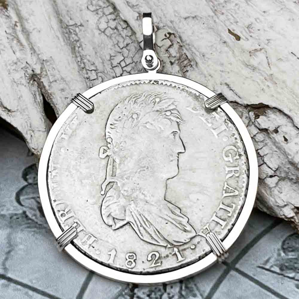 Silver 8 Reale Spanish Portrait Dollar Dated 1821 - the Legendary &quot;Piece of Eight&quot; Pendant