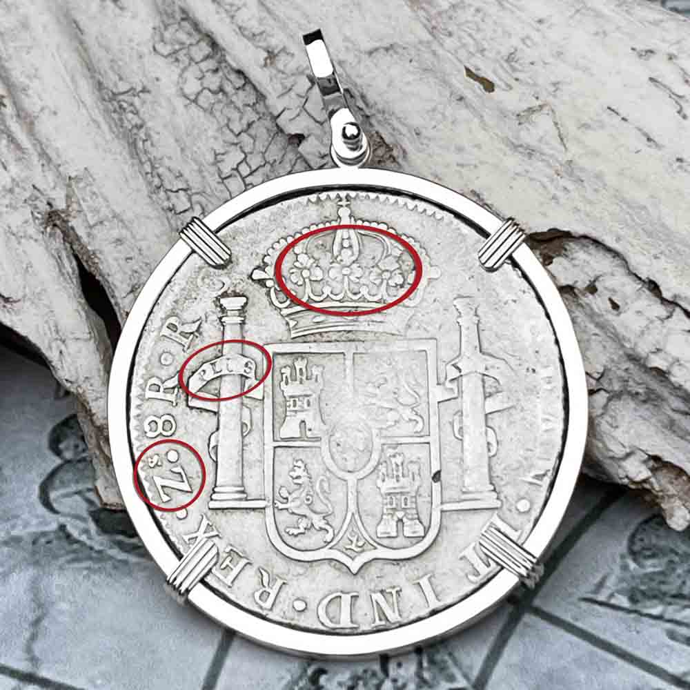 Silver 8 Reale Spanish Portrait Dollar Dated 1821 - the Legendary &quot;Piece of Eight&quot; Pendant