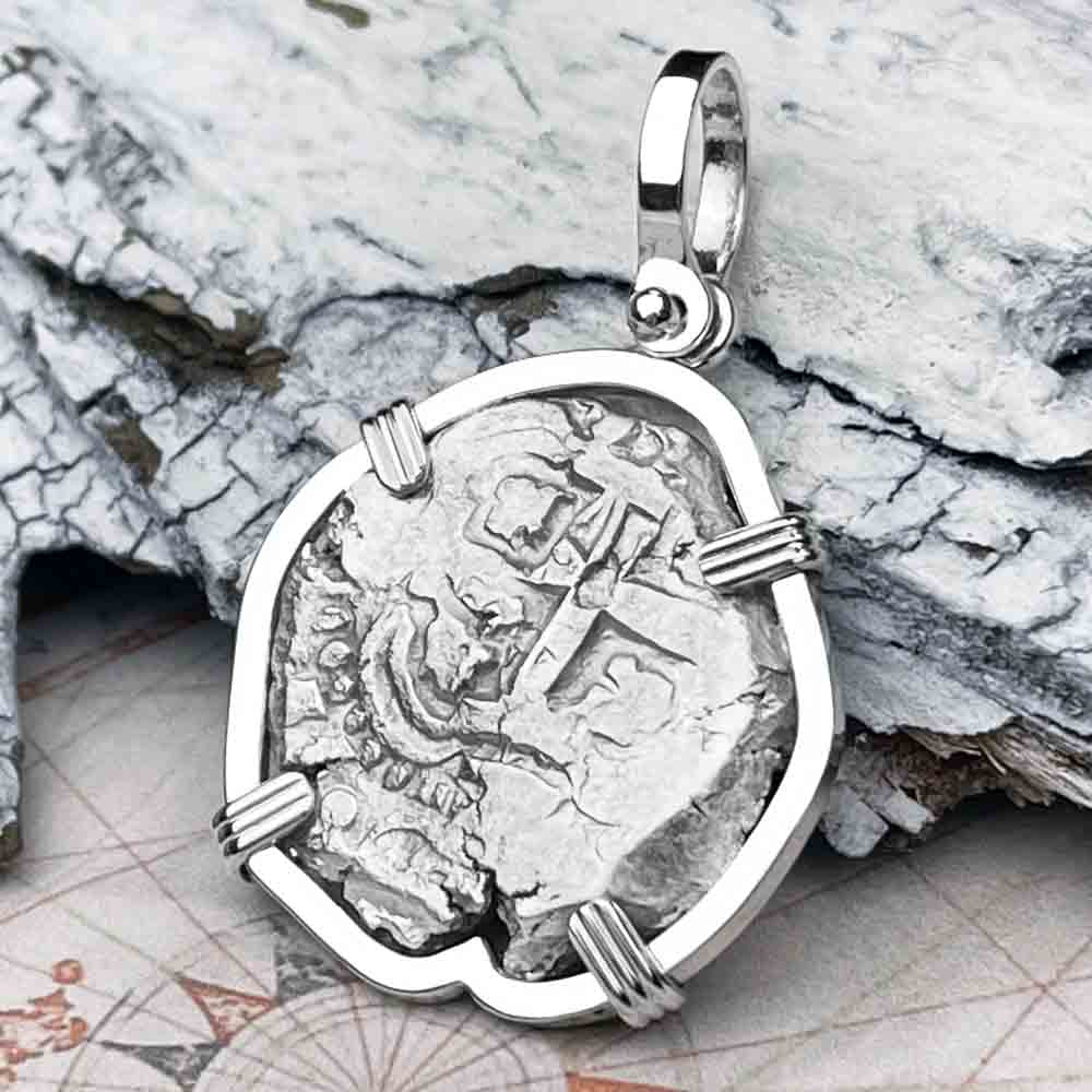 1755 Spanish 2 Reale Pirate &quot;Piece of Eight&quot; Sterling Silver Pendant