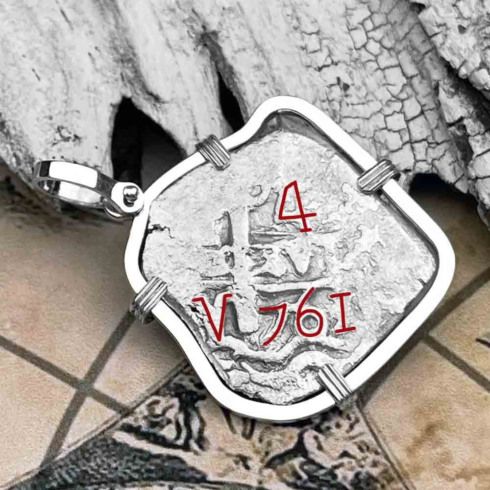 1761 Spanish 4 Reale Pirate &quot;Piece of Eight&quot; Sterling Silver Pendant