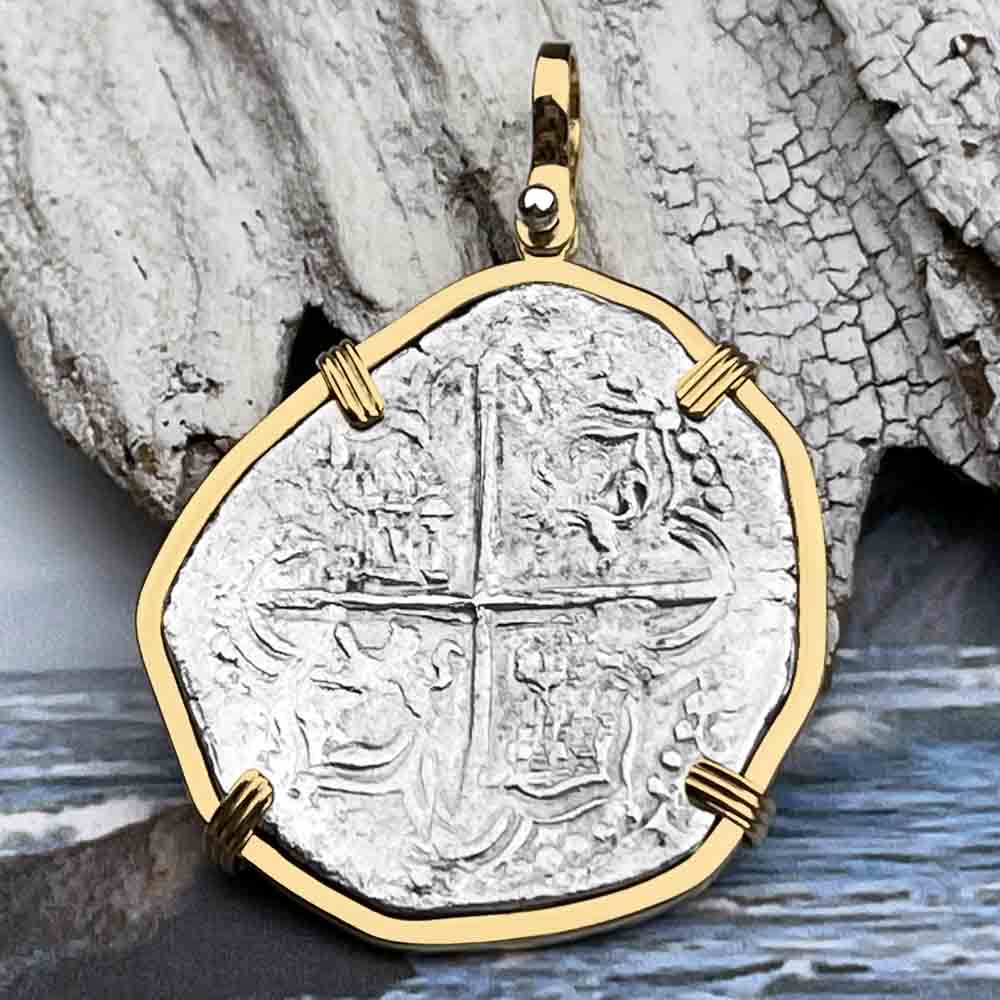 Mel Fisher&#39;s Atocha Grade 1, 4 Reale Shipwreck Coin 14K Gold Pendant