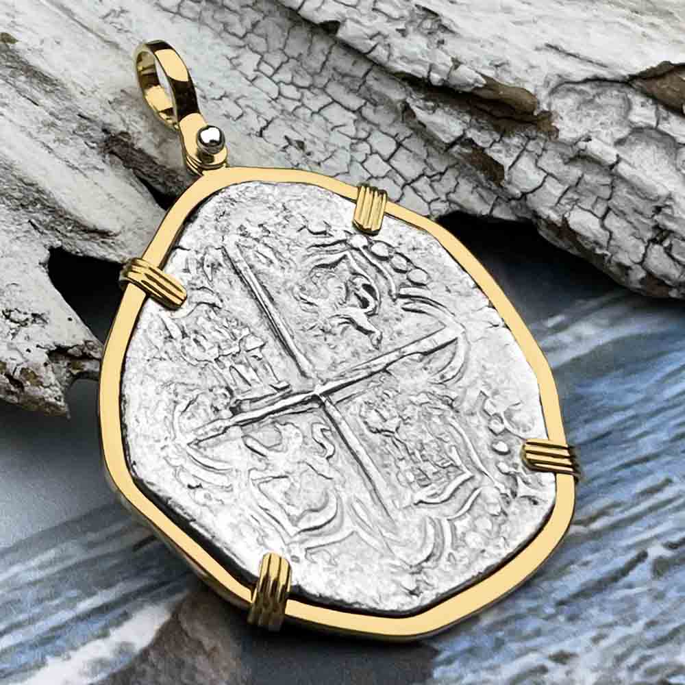 Mel Fisher's Atocha Grade 1, 4 Reale Shipwreck Coin 14K Gold Pendant