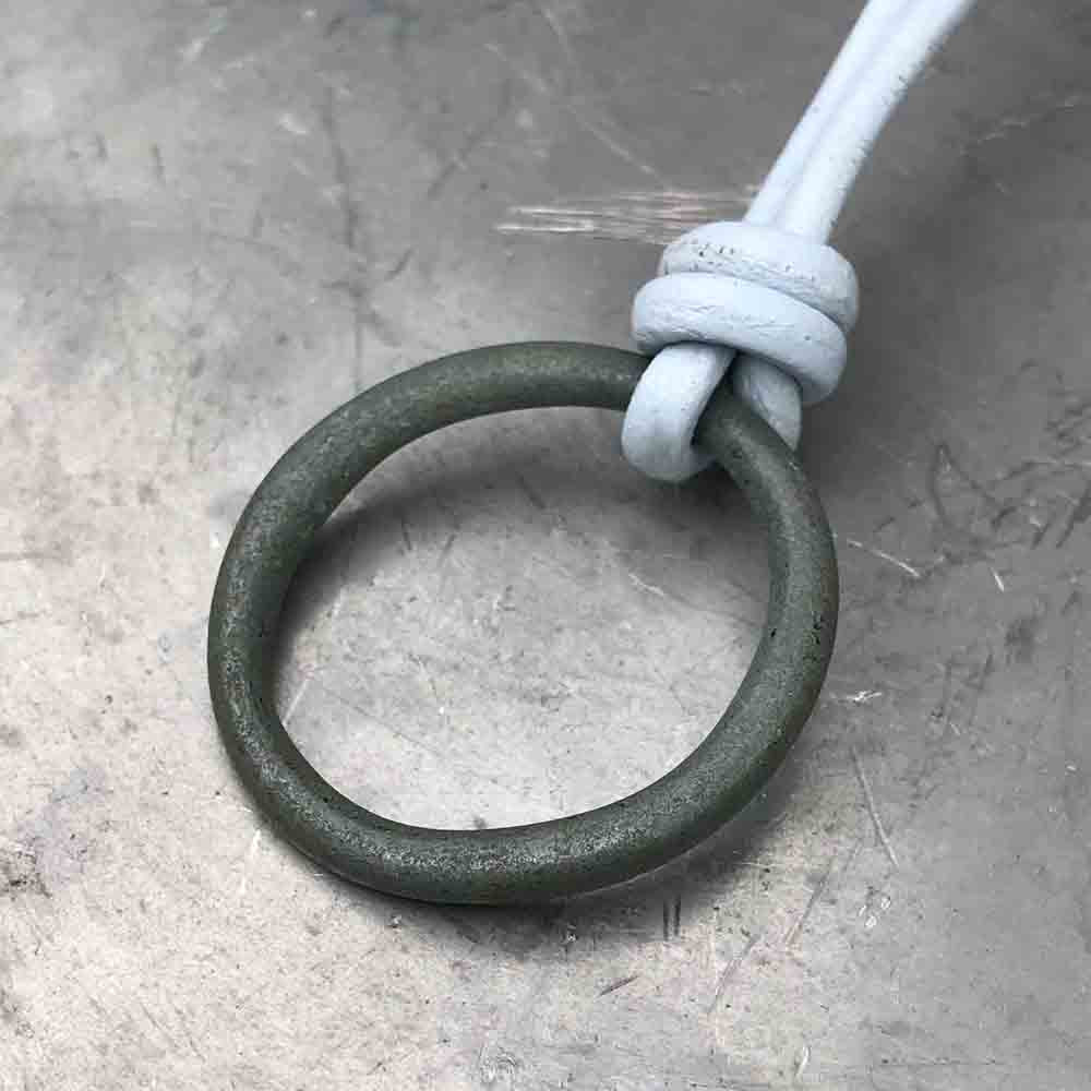 Smooth Deep Green Bronze Celtic Ring Money Leather Necklace