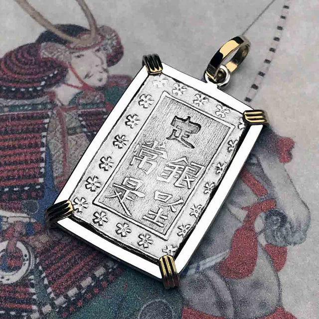 The Coins of the Last Samurai & Shogunate Ichibu-Gin Necklace in 14K Gold & Sterling Silver