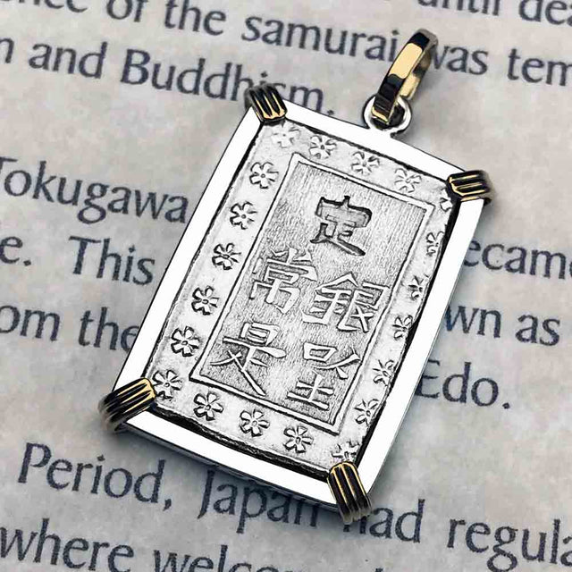 The Coins of the Last Samurai & Shogunate Ichibu-Gin Necklace in 14K Gold & Sterling Silver