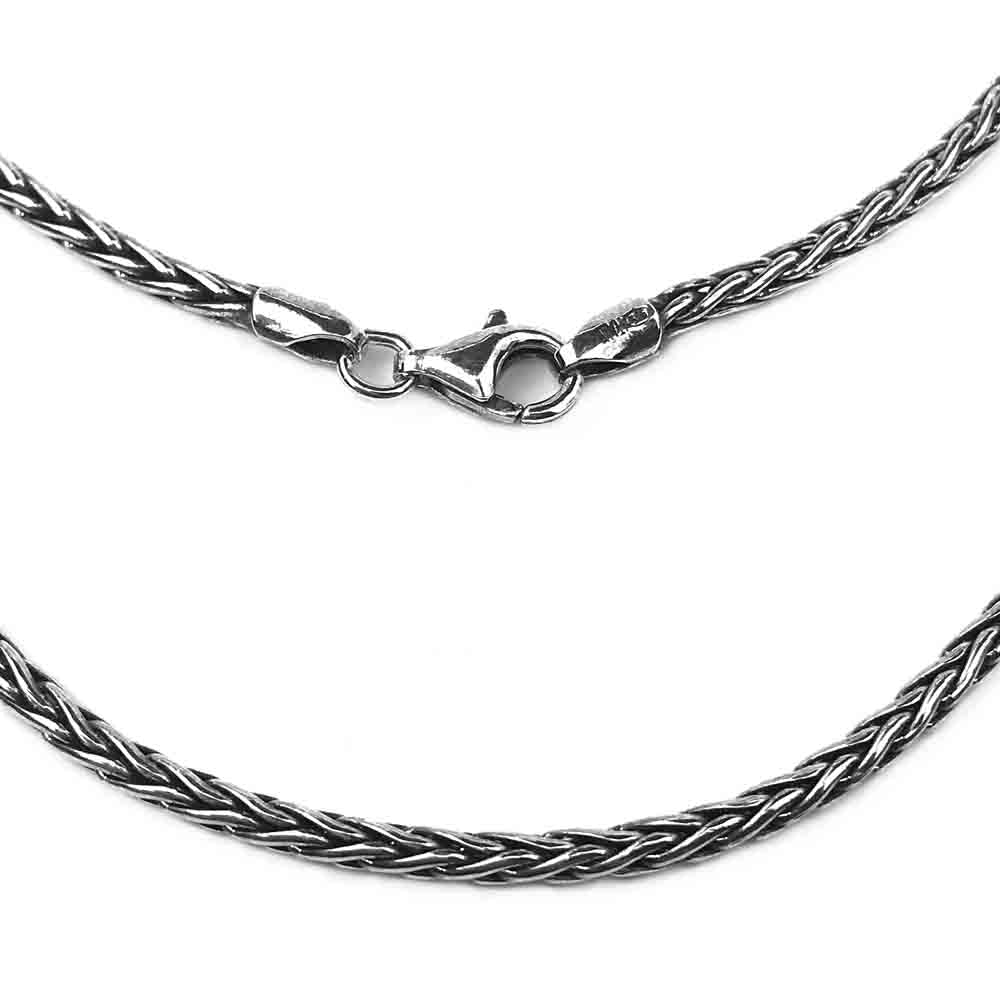 2.3 mm Sterling Silver Antiqued Wheat Chain - LUXURY WEIGHT