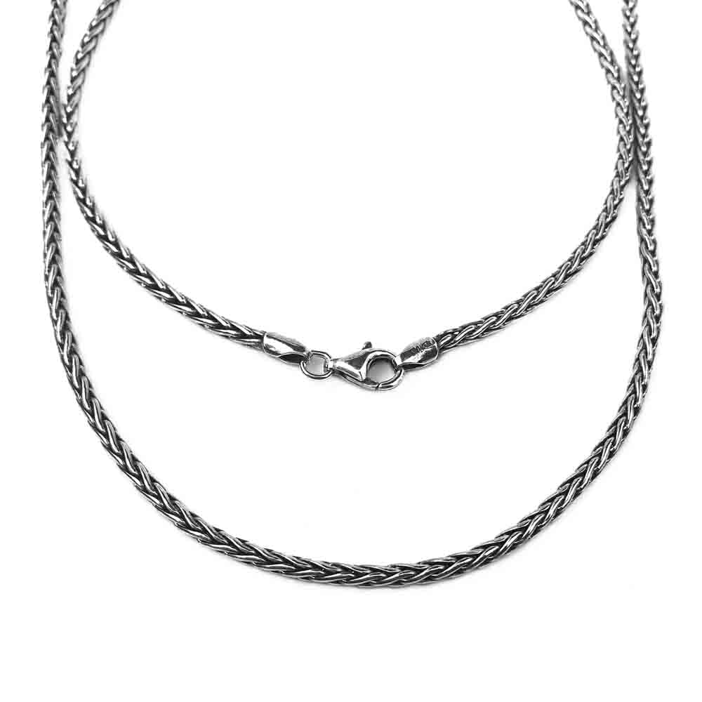 2.3 mm Sterling Silver Antiqued Wheat Chain - LUXURY WEIGHT