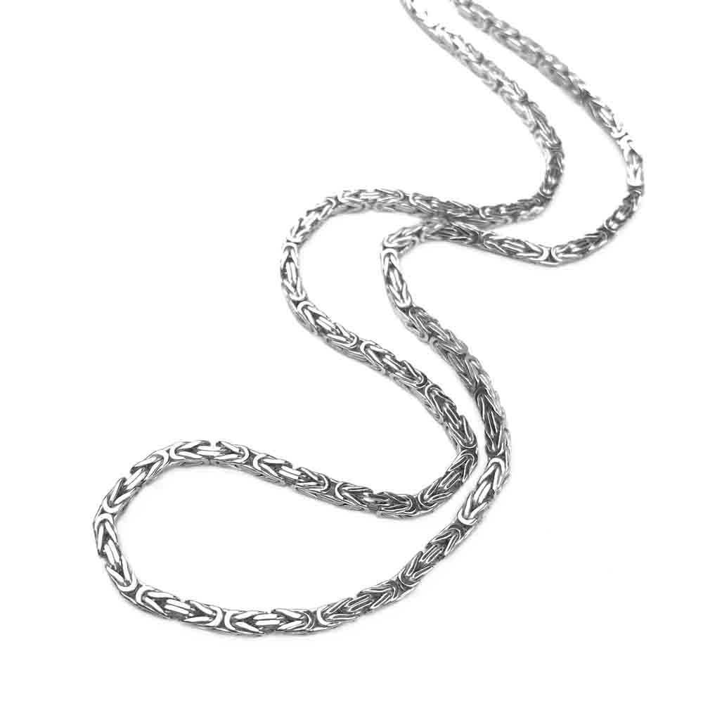 2.4 mm Sterling Silver Antiqued Square Byzantine Chain - LUXURY WEIGHT