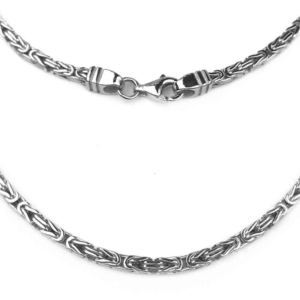 2.4 mm Sterling Silver Antiqued Square Byzantine Chain - LUXURY WEIGHT