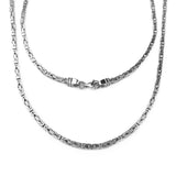 2.4 mm Sterling Silver Antiqued Square Byzantine Chain - LUXURY WEIGHT