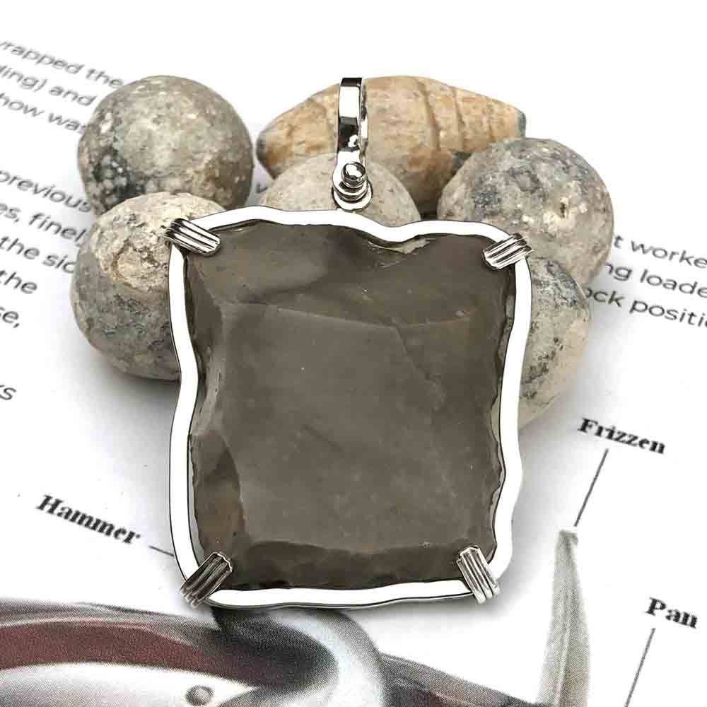 Queen Shipwreck 1790s British East India Company Brown Bess Musket Flint Sterling Silver Necklace