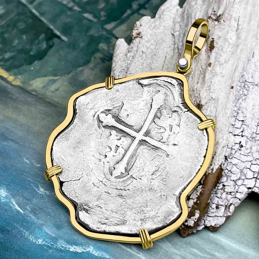 Concepcion Shipwreck 8 Reale Silver Piece of 8 14K Gold Pendant
