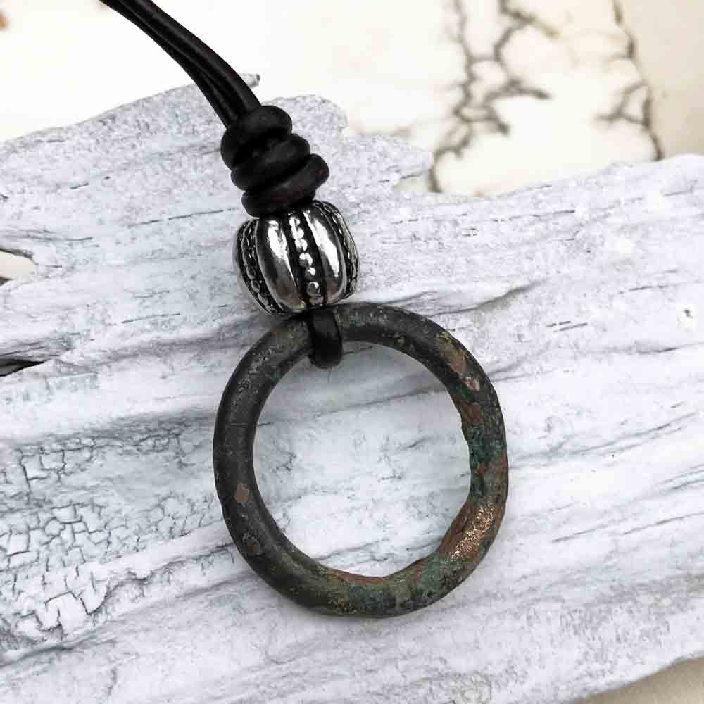 Misty Gray Gold Celtic Ring Money &amp; Stainless Steel Leather Necklace