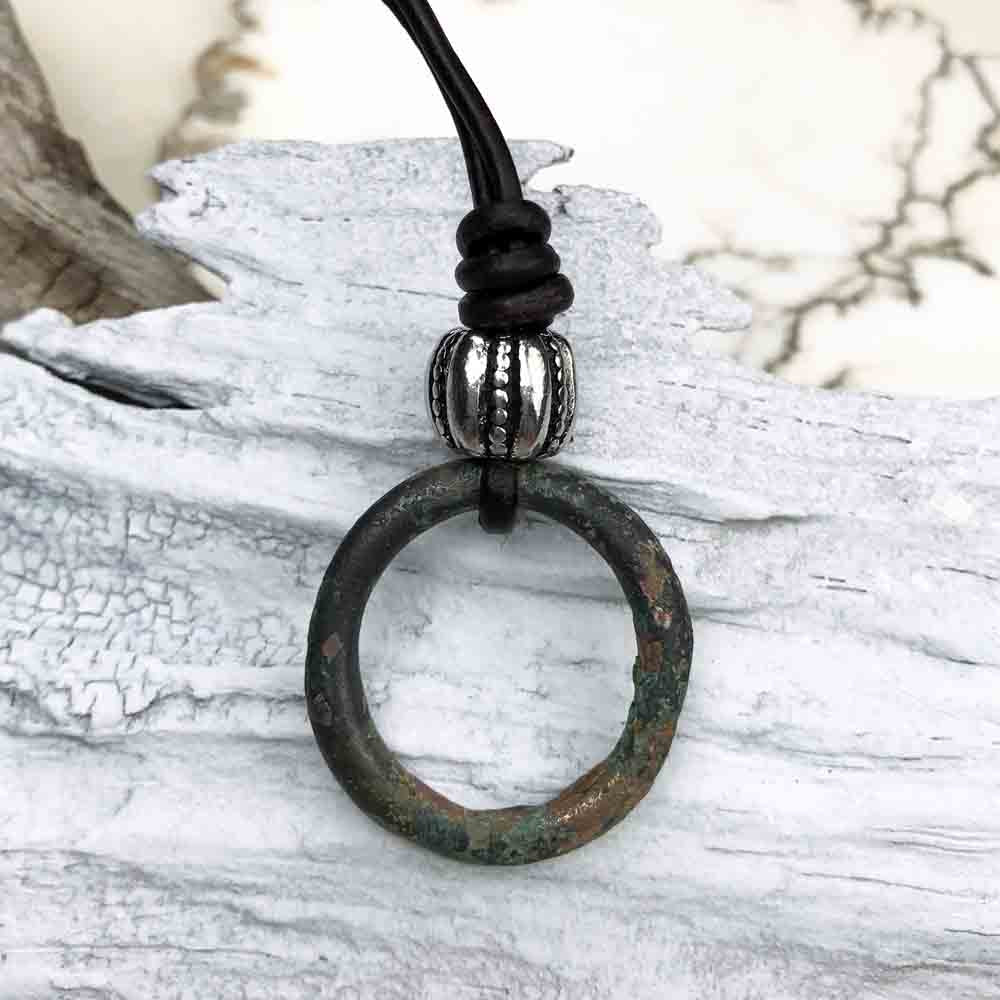 Misty Gray Gold Celtic Ring Money &amp; Stainless Steel Leather Necklace