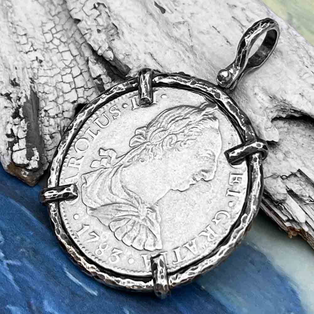 El Cazador Shipwreck 1783 8 Reale &quot;Piece of 8&quot; Silver Treasure Coin TORTUGA COLLECTION Pendant