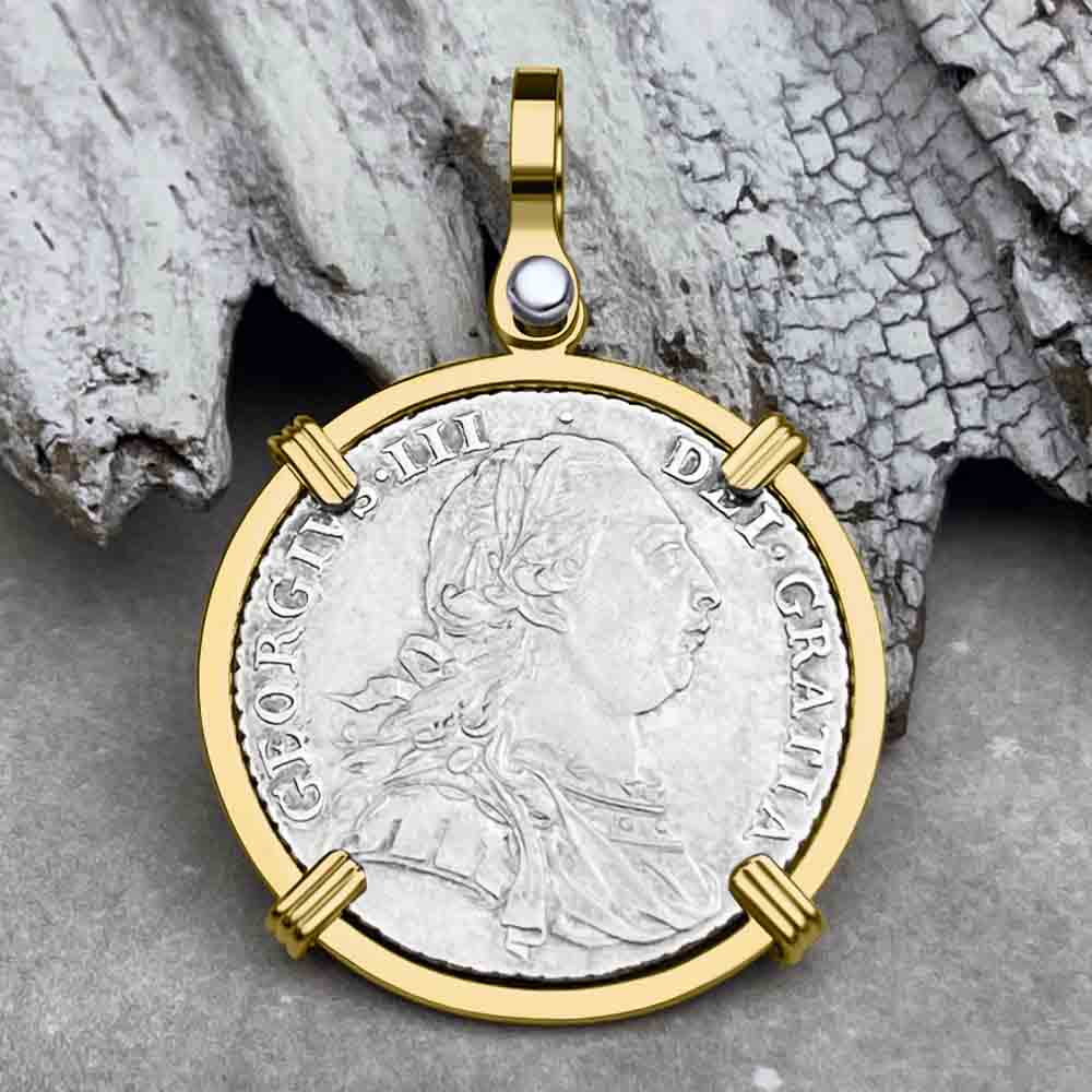 Pirates of the Caribbean Virtually Uncirculated Great Britain 1787 Shilling 14K Gold Pendant 