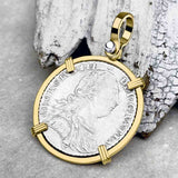 Pirates of the Caribbean Virtually Uncirculated Great Britain 1787 Shilling 14K Gold Pendant 