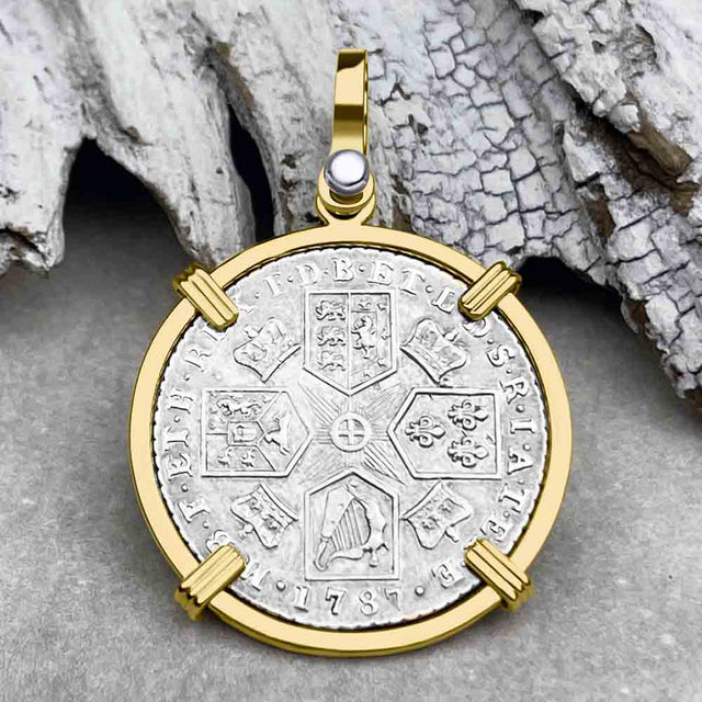Pirates of the Caribbean Virtually Uncirculated Great Britain 1787 Shilling 14K Gold Pendant 