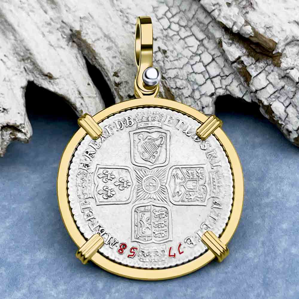 Pirates of the Caribbean Great Britain 1758 Shilling 14K Gold Pendant