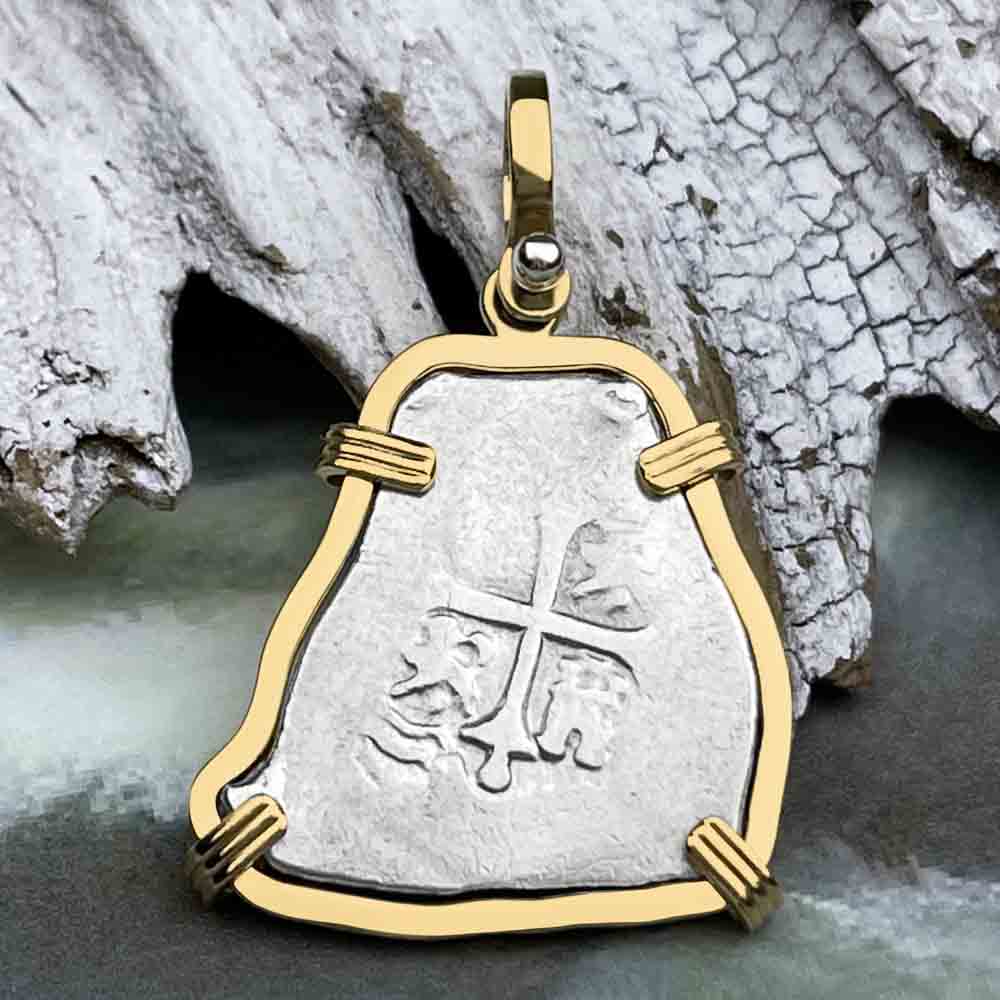 1715 Fleet Shipwreck 2 Reale Piece of Eight 14K Gold Pendant - NASA Frank Vaughn Collection