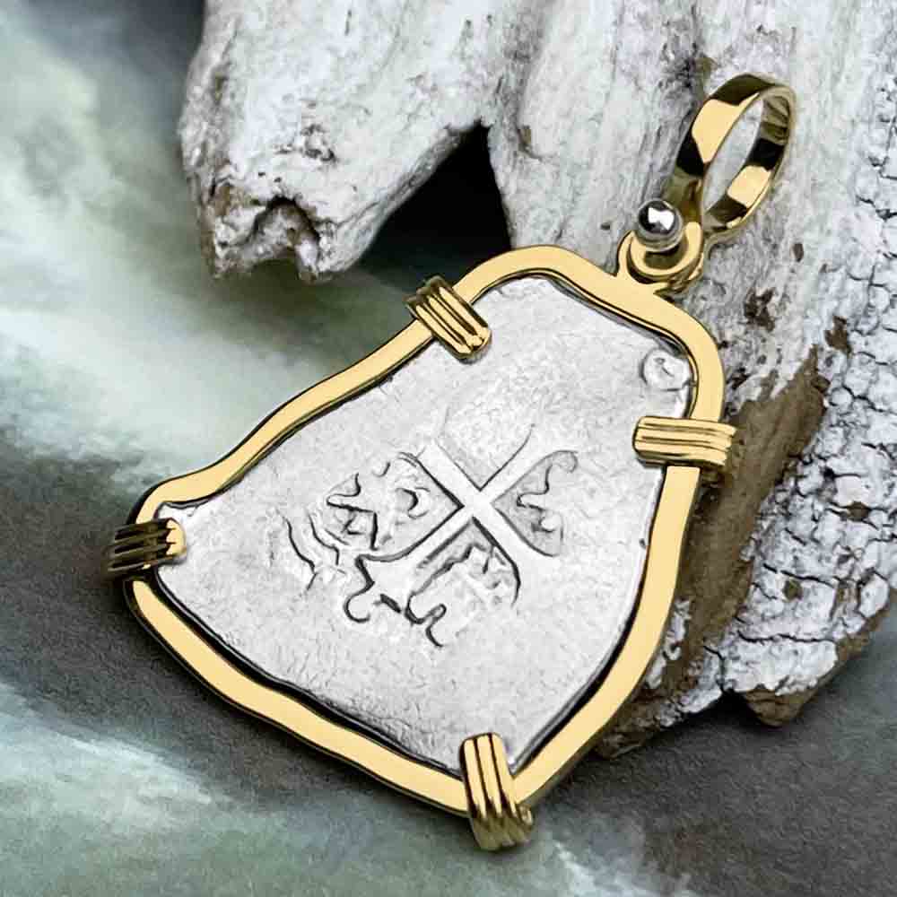 1715 Fleet Shipwreck 2 Reale Piece of Eight 14K Gold Pendant - NASA Frank Vaughn Collection