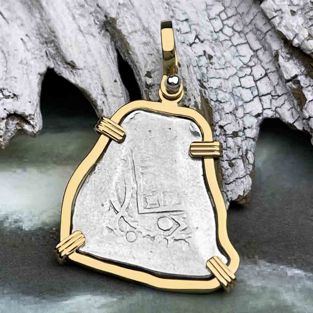 1715 Fleet Shipwreck 2 Reale Piece of Eight 14K Gold Pendant - NASA Frank Vaughn Collection