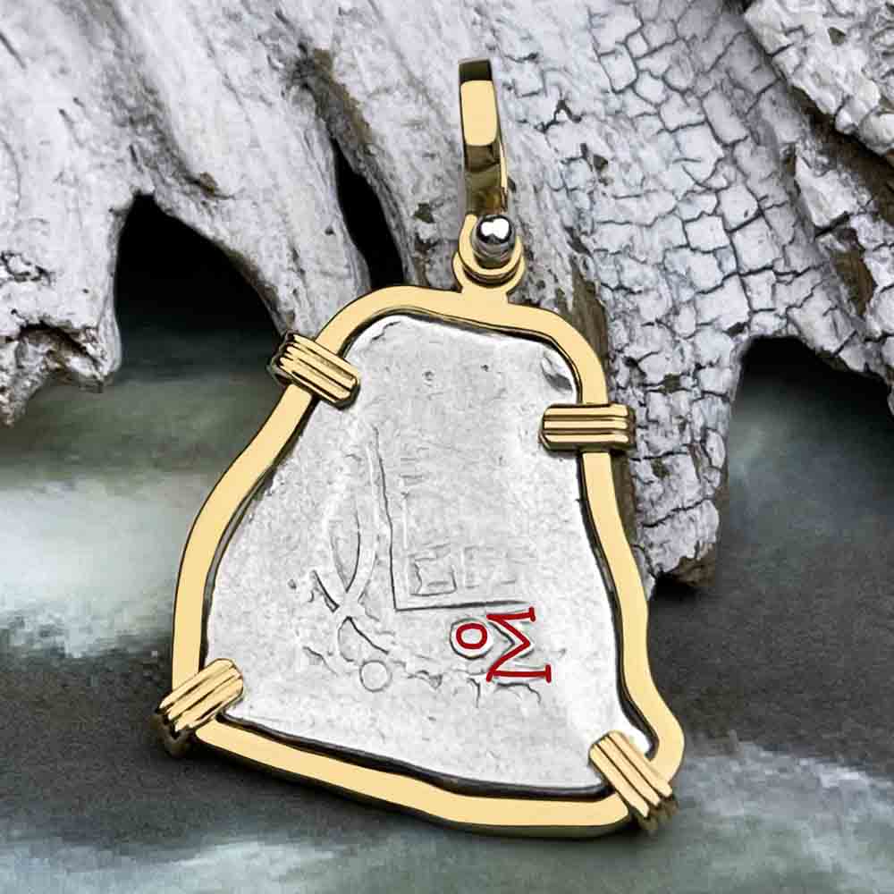 1715 Fleet Shipwreck 2 Reale Piece of Eight 14K Gold Pendant - NASA Frank Vaughn Collection